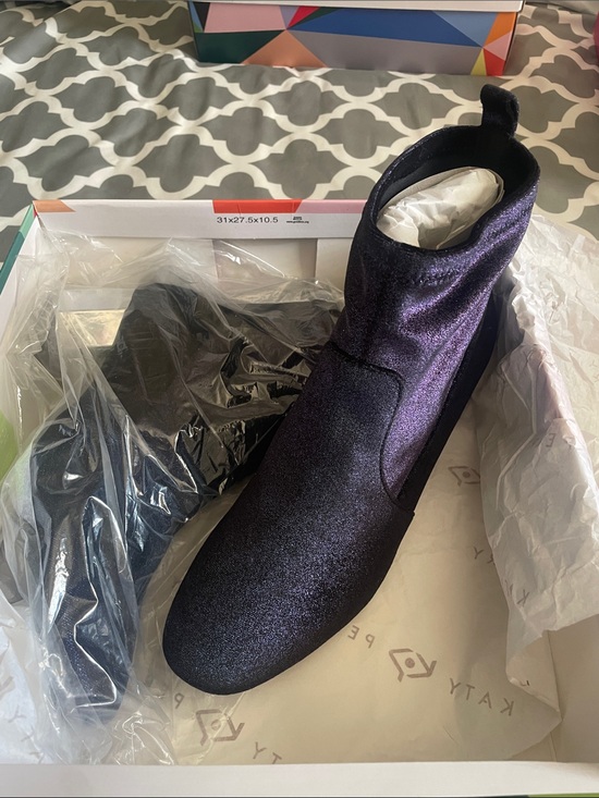 Katy Perry Collections Shoes - Katy Perry Collections Shimmery Purple Stretch Ankle Booties